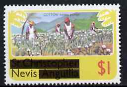Nevis 1980 Cotton Picking $1 from opt'd def set, SG 47 unmounted mint*