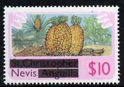 Nevis 1980 Pineaples & Peanuts $10 from opt'd def set unmounted mint, SG 49*