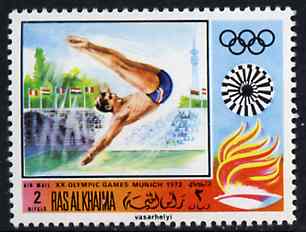 Ras Al Khaima 1970 Diving 2R from Olympics perf set unmounted mint, Mi 385A