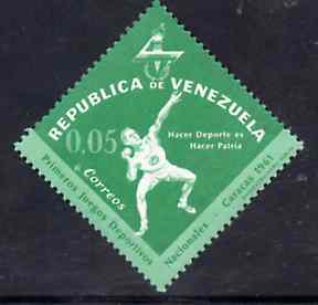 Venezuela 1962 Putting the Shot 5c from National Games Diamond shaped set, SG 1740 unmounted mint