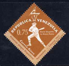 Venezuela 1962 Baseball 75c from National Games Diamond shaped set unmounted mint, SG 1745