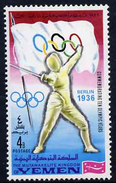 Yemen - Royalist 1968 Fencing 4b from Olympics Winners with Flags set unmounted mint, Mi 520A