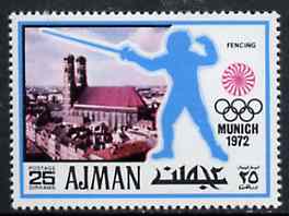 Ajman 1971 Fencing 25dh from Munich Olympics perf set of 20, Mi 737 unmounted mint
