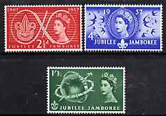 GB Great Britain 1957 World Scout Jamboree unmounted mint set of 3 SG 557-59