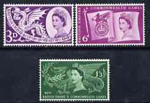 GB Great Britain 1958 British Empire & Commonwealth Games unmounted mint set of 3 SG 567-69
