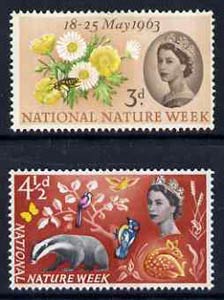 GB Great Britain 1963 Nature Week unmounted mint set of 2 (phosphor) SG 637-38p