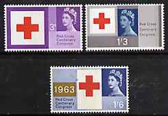 GB Great Britain 1963 Red Cross unmounted mint set of 3 (phosphor) SG 642p-44p