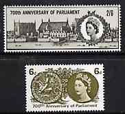 GB Great Britain 1965 Simon de Montfort's Parliament unmounted mint set of 2 (ordinary) SG 663-64