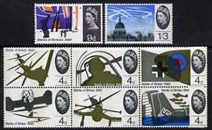 GB Great Britain 1965 25th Anniversary of Battle Of Britain unmounted mint set of 8 (phosphor) SG 671p-78p
