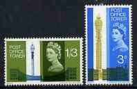 GB Great Britain 1965 Post Office Tower unmounted mint set of 2 (phosphor) SG 679-80p