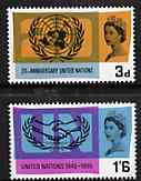 GB Great Britain 1965 United Nations & International Co-operation Year unmounted mint set of 2 (ordinary) SG 681-82