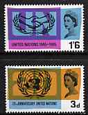 GB Great Britain 1965 United Nations & International Co-operation Year unmounted mint set of 2 (phosphor) SG 681-82p