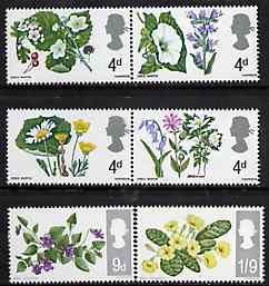 GB Great Britain 1967 British Wild Flowers unmounted mint set of 6 (ordinary) SG 717-22