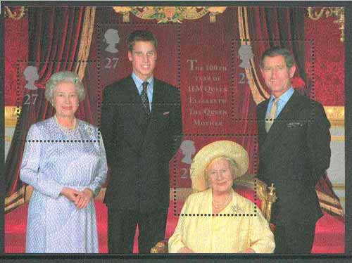 GB Great Britain 2000 Queen Mother's 100th Birthday m/sheet (featuring 4 generations of the Royal Family) unmounted mint SG MS 2161
