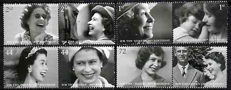 GB GB Great Britain 2006 80th Birthday of HM Queen Elizabeth II perf set of 8 (4 se-tenant pairs) SG 2620-27
