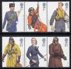 GB GB Great Britain 2008 Military Uniforms - RAF perf set of 6 (2 se-tenant strips of 3) unmounted mint SG 2862-67