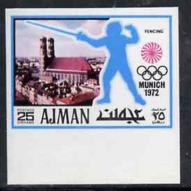 Ajman 1971 Fencing 25dh from Munich Olympics imperf set of 20, Mi 737B unmounted mint