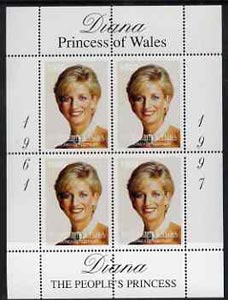 Touva 1997 Diana, The People's Princess perf sheetlet containing block of 4