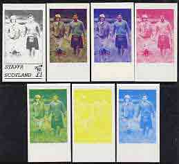 Staffa 1982 Princess Di's 21st Birthday souvenir sheet (Â£1 value) the set of 7 imperf progressive colour proofs comprising the four individual colours plus  various colour combinations unmounted mint