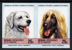St Vincent - Bequia 1985 Dogs (Leaders of the World) 25c (Kuvasz & Afghan Hound) imperf se-tenant pair unmounted mint