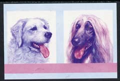 St Vincent - Bequia 1985 Dogs (Leaders of the World) 25c (Kuvasz & Afghan Hound) imperf se-tenant proof pair in magenta & blue only unmounted mint