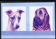 St Vincent - Bequia 1985 Dogs (Leaders of the World) 35c (Bloodhound & Whippet) imperf se-tenant proof pair in magenta & blue only unmounted mint
