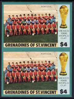 St Vincent - Grenadines 1986 World Cup Football $4 (Portugal Team) in unmounted mint imperf pair, previously unrecorded, SG 474var