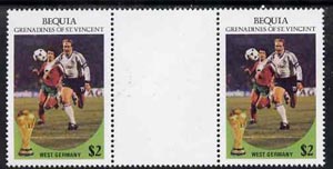 St Vincent - Bequia 1986 World Cup Football $2 (West Germany) gutter pair (unfolded) from uncut archive proof sheet unmounted mint