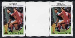 St Vincent - Bequia 1986 World Cup Football $3.50 (N Ireland) gutter pair (unfolded) from uncut archive proof sheet unmounted mint
