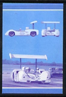 Bernera 1987 Cars Â£2 (Chaparral) imperf se-tenant progressive colour proof pair in magenta & blue only unmounted mint