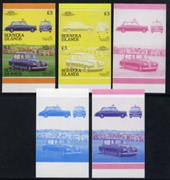 Bernera 1987 Cars - The Queen's Rolls Royce Phantom VI £3 set of 5 imperf se-tenant progressive colour proof pairs comprising two individual colours, two 2-colour composites plus all 4-colour final design unmounted mint