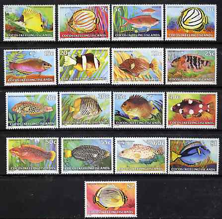 Cocos (Keeling) Islands 1979 Fish definitive set 17 values complete unmounted mint, SG 34-47 (blocks or gutter pairs available pro-rata)