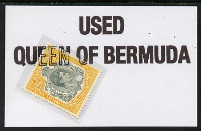 Bermuda 1938-53 KG6 12s6d P13 fiscally used by Furness Shipping Line with part of the legend 'Used Queen of Bermuda' with punch hole - note the stamp you buy may show a different part of the handstamp