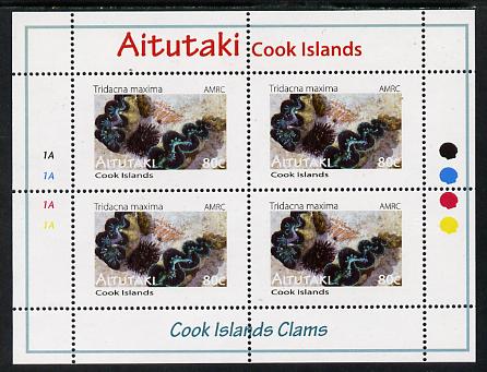 Cook Islands - Aitutaki 2013 Clams #3 perf sheetlet containing 4 x 80c values unmounted mint 