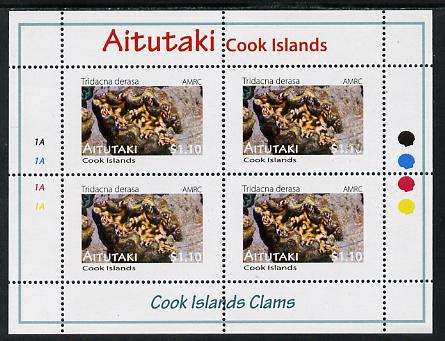 Cook Islands - Aitutaki 2013 Clams #5 perf sheetlet containing 4 x $1.10 values unmounted mint 
