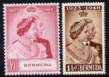 Bermuda 1948 KG6 Royal Silver Wedding perf set of 2 unmounted mint, SG 125-26