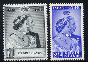 British Virgin Islands 1949 KG6 Royal Silver Wedding perf set of 2 unmounted mint, SG 124-5