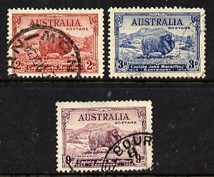 Australia 1934 Macarthur set of 3 heavy cds cancels SG 150-2