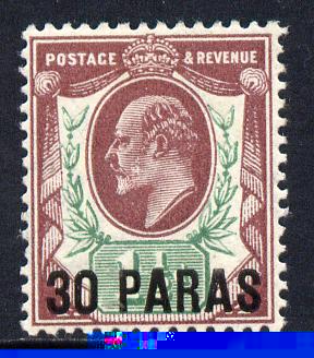 British Levant 1911-13 30pa on KE7 1.5d purple & green mounted mint SG 29