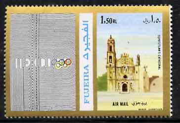 Fujeira 1972 Tepotztlan's Cathedral, Mexico 1R50 perf se-tenant with label from Olympics Games - People & Places set of 20 unmounted mint, Mi 1055A
