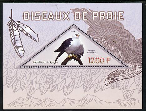 Congo 2014 Birds of Prey perf s/sheet containing one triangular-shaped value unmounted mint 