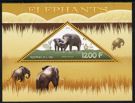 Congo 2014 Elephants perf s/sheet containing one triangular-shaped value unmounted mint 