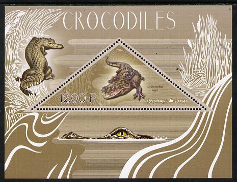Congo 2014 Crocodiles perf s/sheet containing one triangular-shaped value unmounted mint 