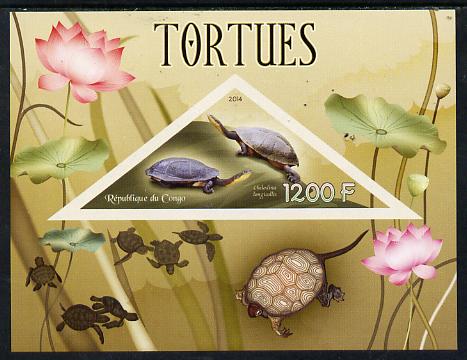 Congo 2014 Turtles imperf s/sheet containing one triangular-shaped value unmounted mint 