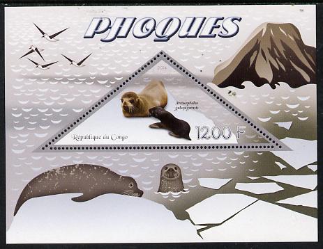 Congo 2014 Seals perf s/sheet containing one triangular-shaped value unmounted mint 