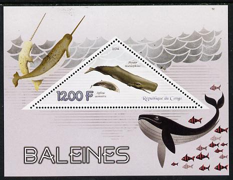 Congo 2014 Whales perf s/sheet containing one triangular-shaped value unmounted mint 