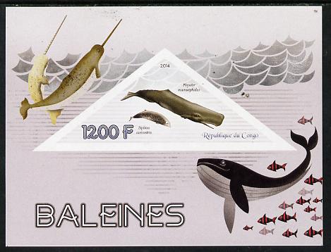 Congo 2014 Whales imperf s/sheet containing one triangular-shaped value unmounted mint 