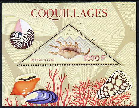 Congo 2014 Shells perf s/sheet containing one triangular-shaped value unmounted mint 