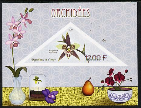 Congo 2014 Orchids imperf s/sheet containing one triangular-shaped value unmounted mint 