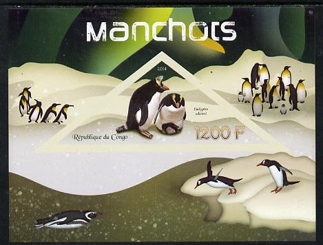 Congo 2014 Penguins imperf s/sheet containing one triangular-shaped value unmounted mint 